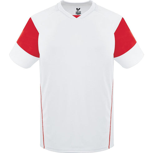 Russell Athletic Youth Mundo Jersey (322861-C), Color 'White/Scarlet/White'